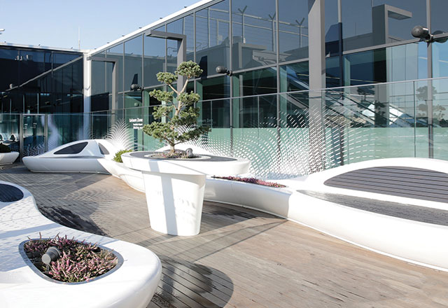 HIMACS curved outdoor bench