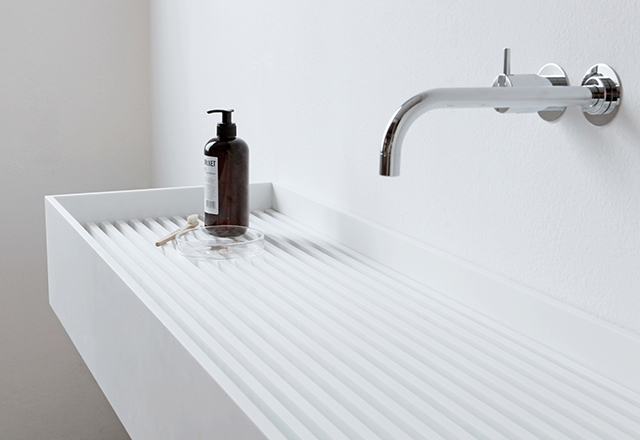 Solid surface seamless sink design hygienic and easy maintenance