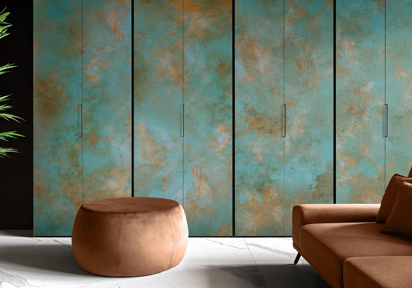 Rust oxidised effect ceramic slab for wall and floor