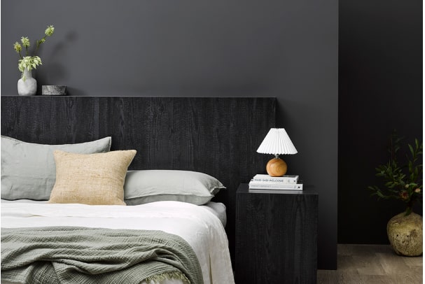 Black laminate for headboard and bedside table