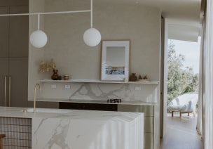 Marble look kitchen island