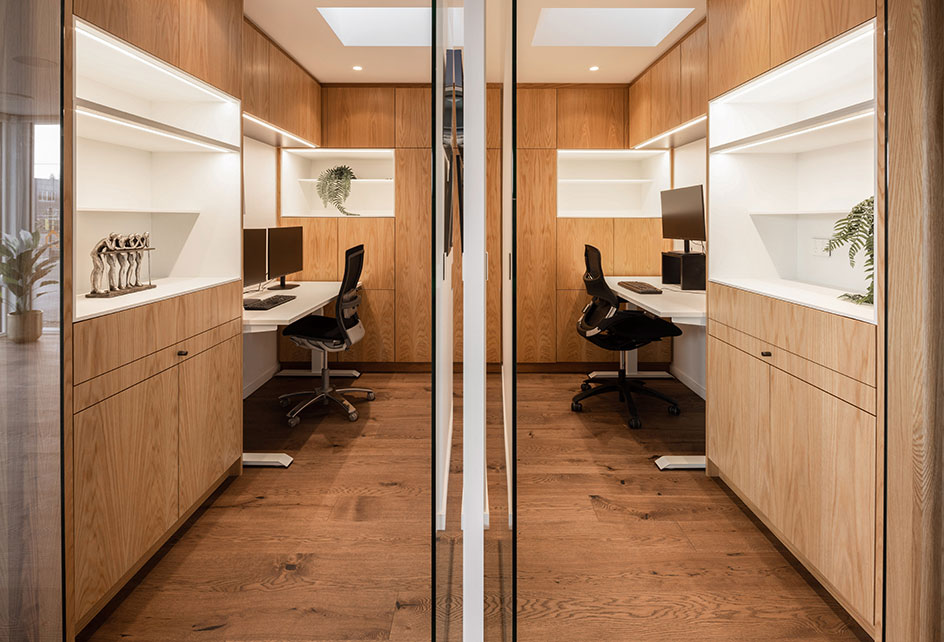 Armstrong Office Maximum Storage Alucci and Laminex Timber Veneer Cabinetry